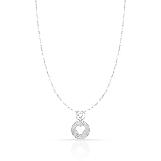 Silver Joyful Diamond Heart Pendant