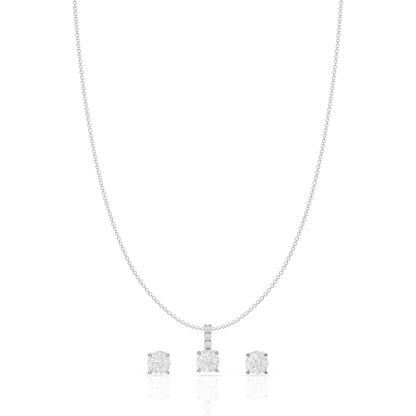 Minimalist Silver Square Pendant Set