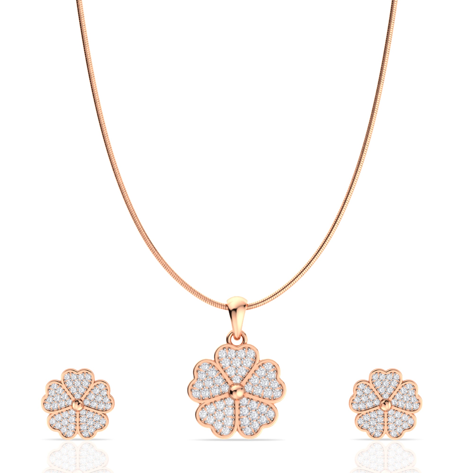 Blooming Flower Pendant Set In Sterling Silver