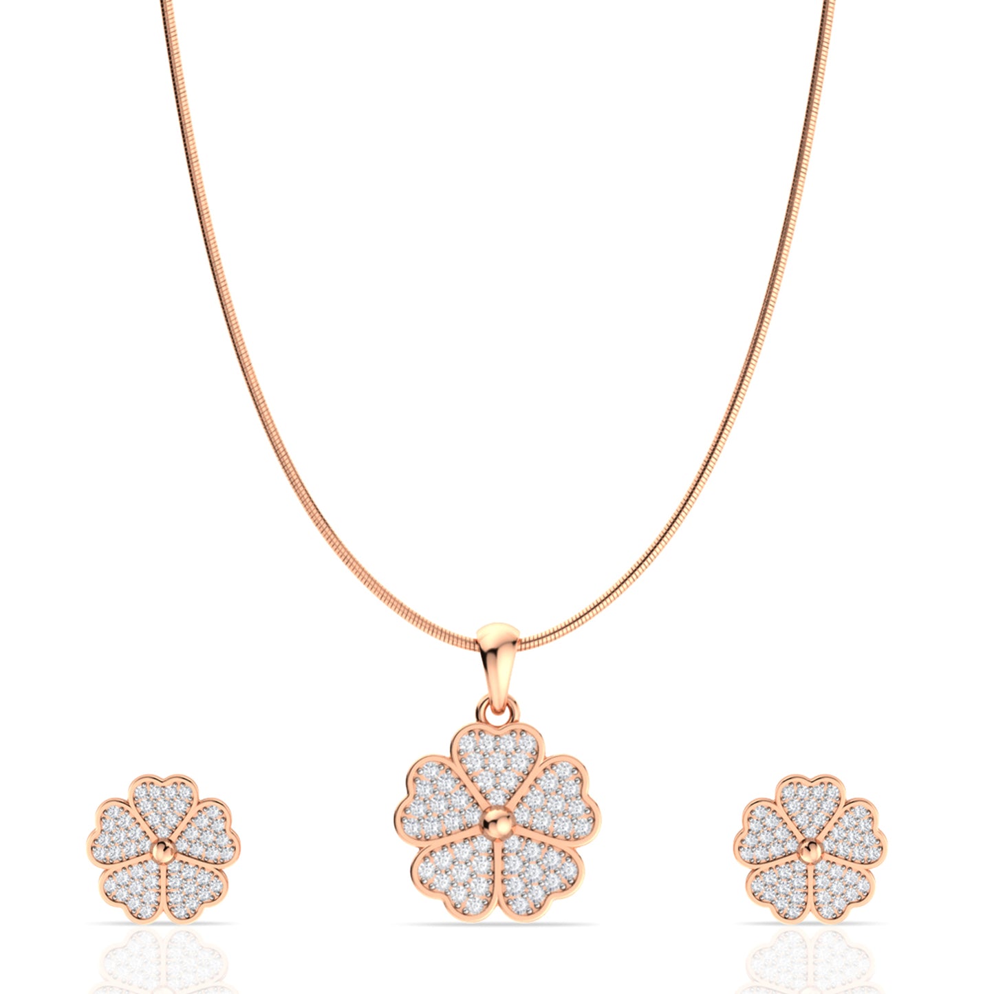 Blooming Flower Pendant Set In Sterling Silver
