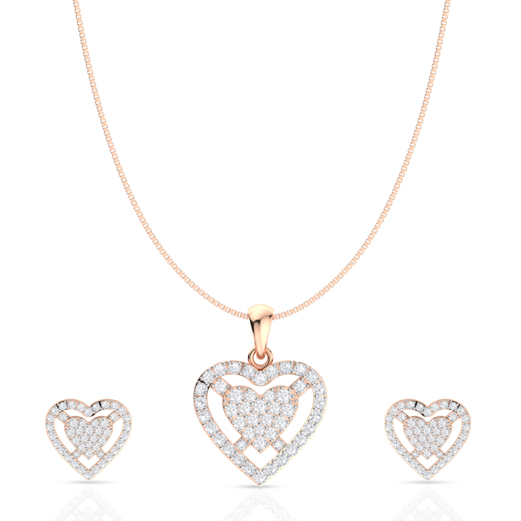 Silver Shiny Cupid Pendant Set