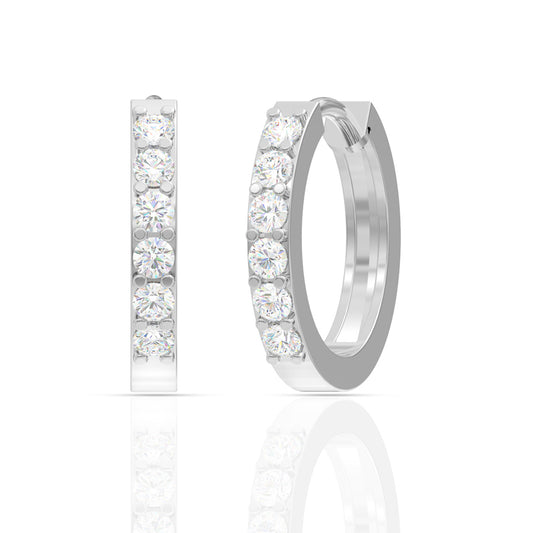 Silver Zircon Sparkling Hoop Earrings