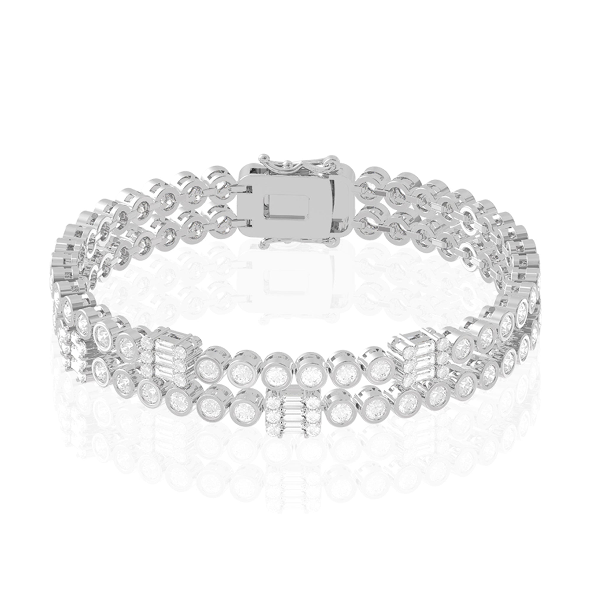 Dual Diamond Bracelet In Silver