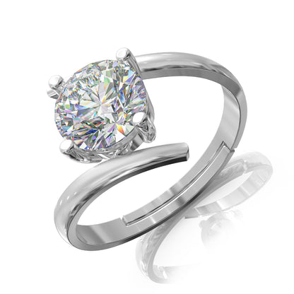 Majestic Solitaire Adjustable Silver Ring