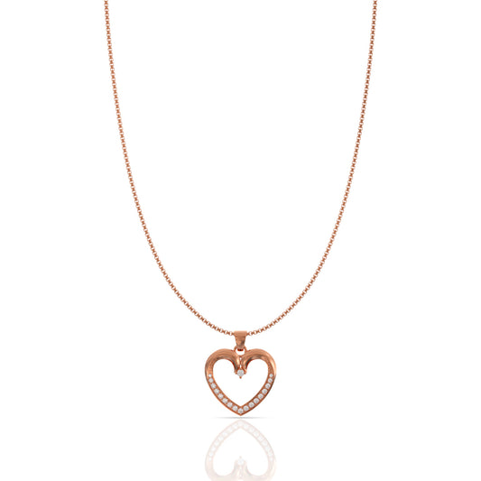 Sparkling Pink Heart Pendant Set In Silver