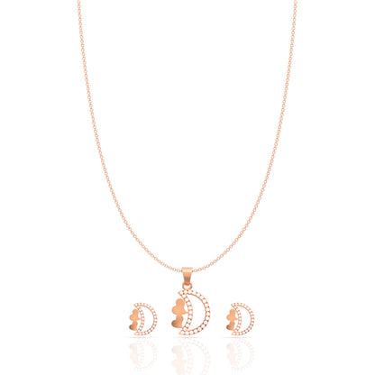 Elegant Silver Studded Moon Pendant