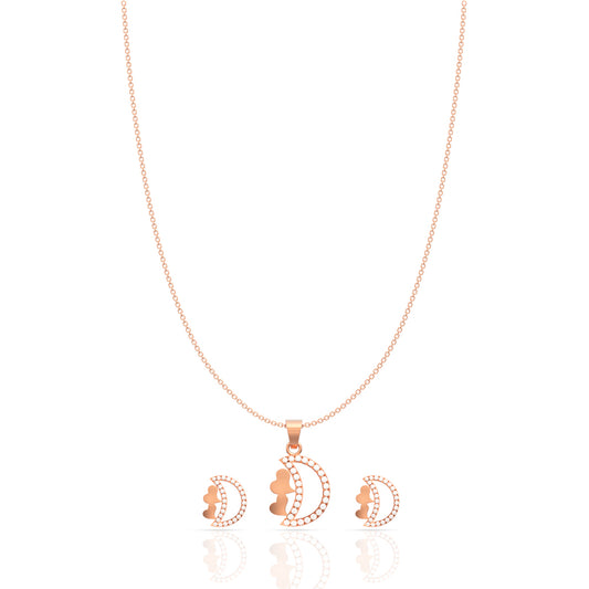 Elegant Silver Studded Moon Pendant