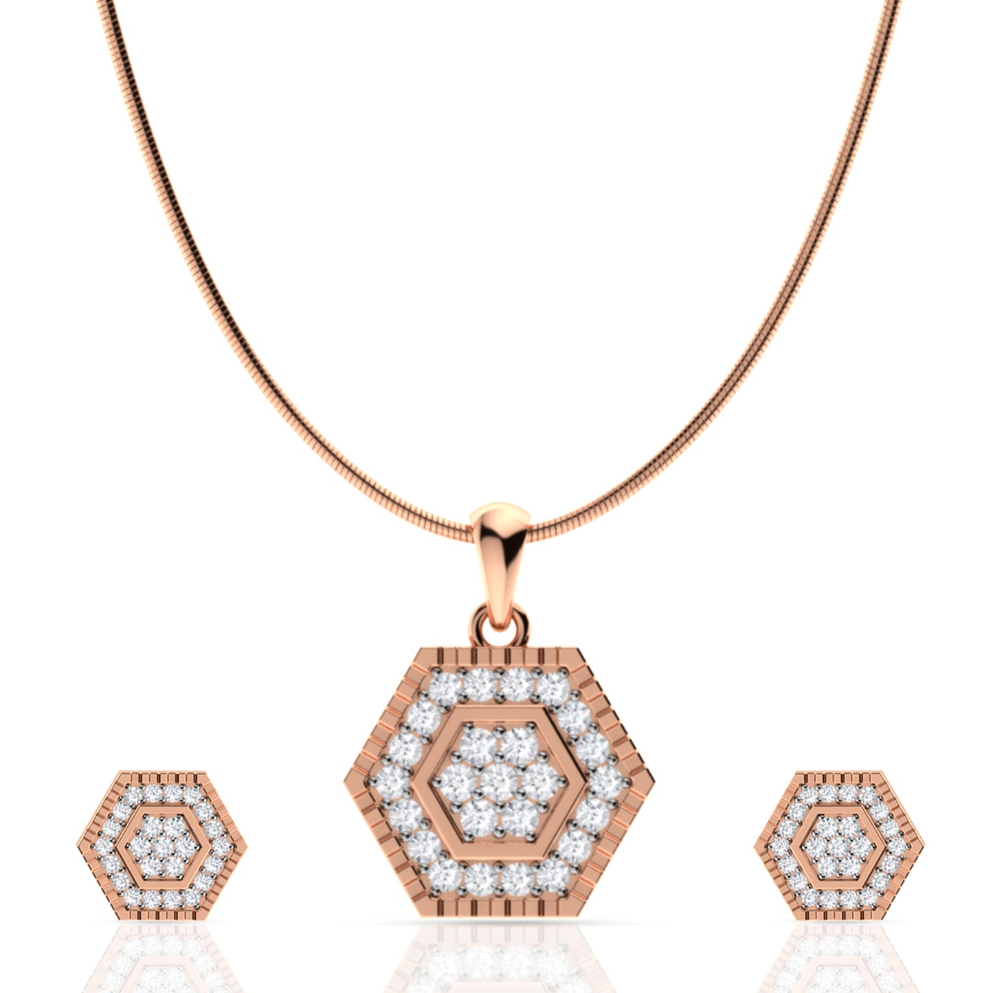 Silver Honeycomb Pendant Set
