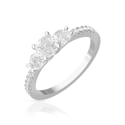 Effortless Silver Crystal Studded Ring