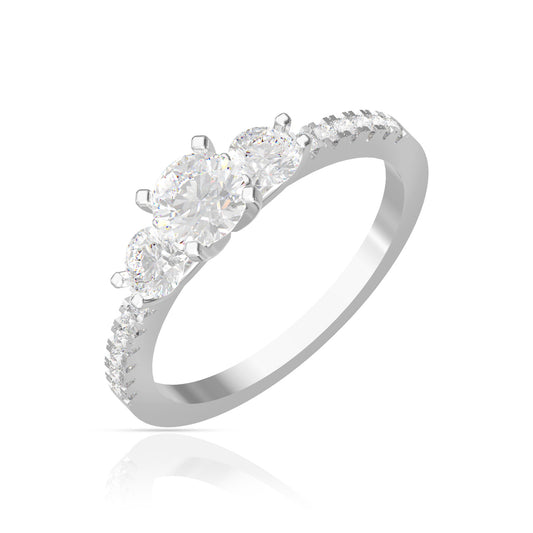 Effortless Silver Crystal Studded Ring