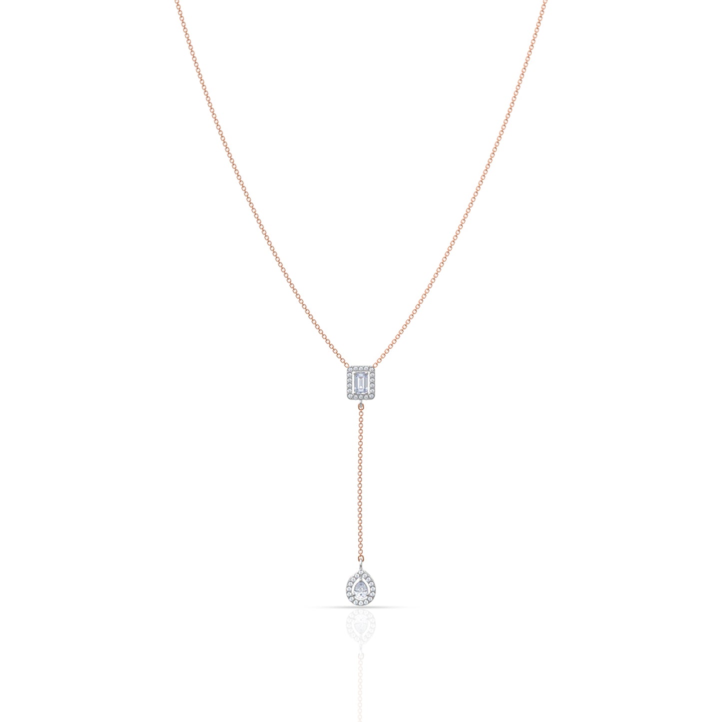 925 Sterling Silver Rose Gold Cubic Zirconia Diamond Charrms Necklace