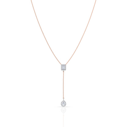 925 Sterling Silver Rose Gold Cubic Zirconia Diamond Charrms Necklace