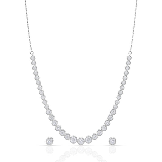 Majestic Solitaire Silver Necklace Set