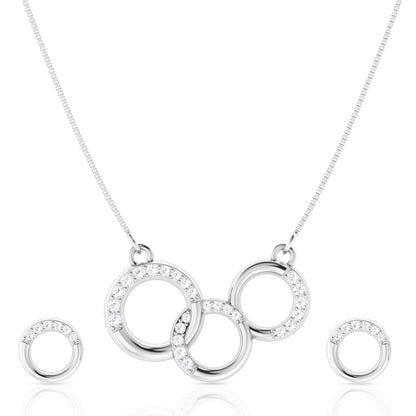 Lock of Affection Silver Interlock Pendant Set