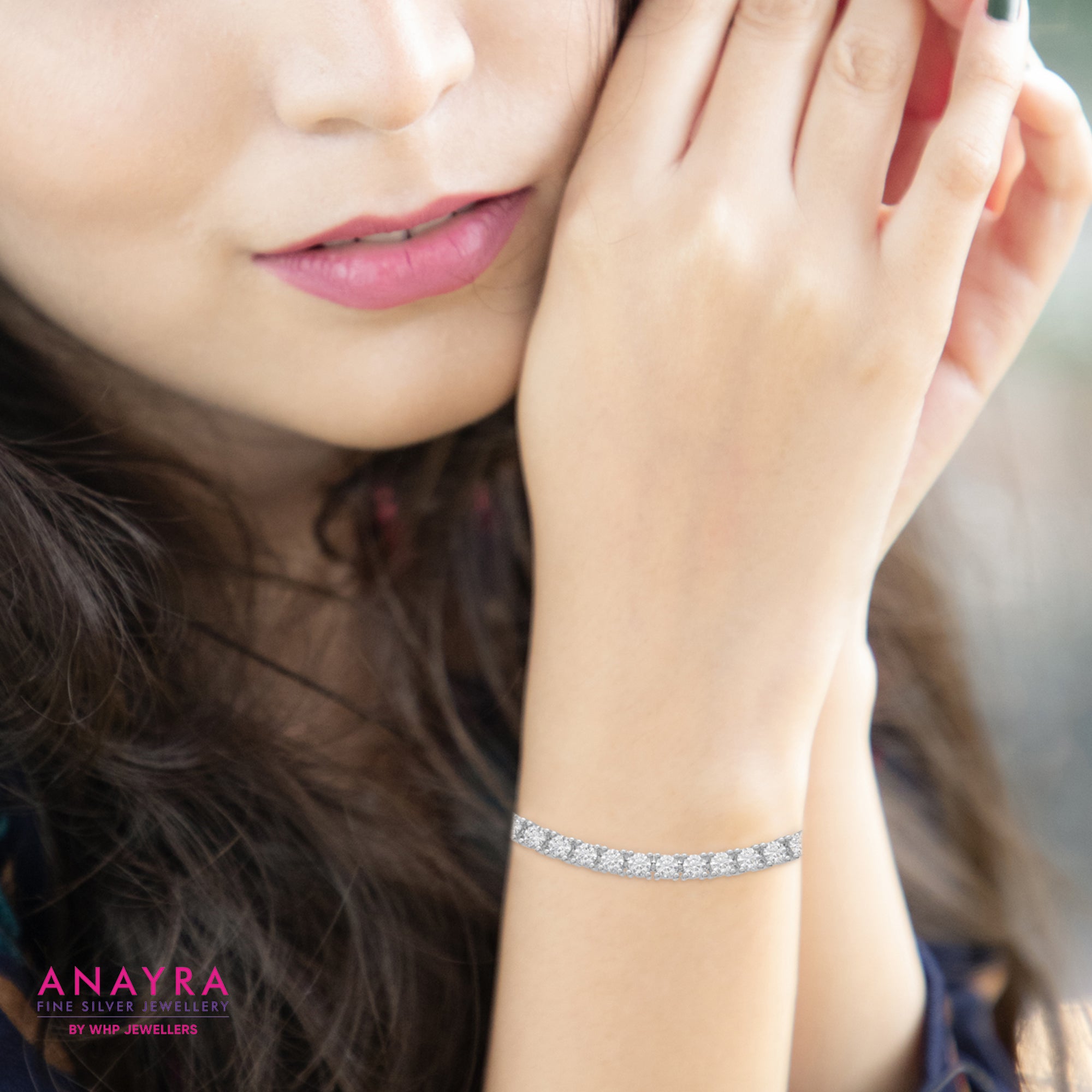 925 Sterling Silver Crystal Cubic Zirconia Classic String Diamond Bracelet