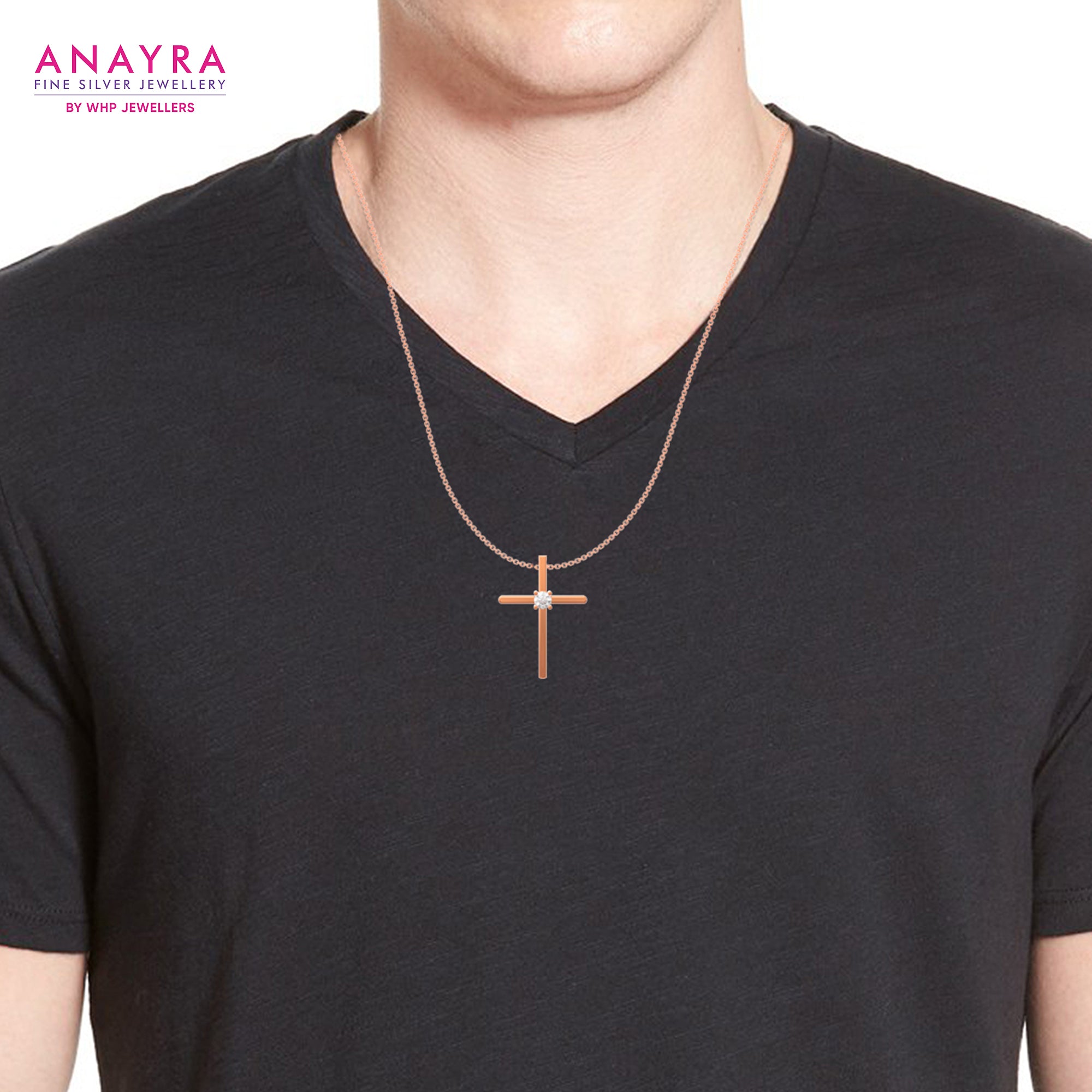 Sterling Silver Holy Cross Rose Pendant