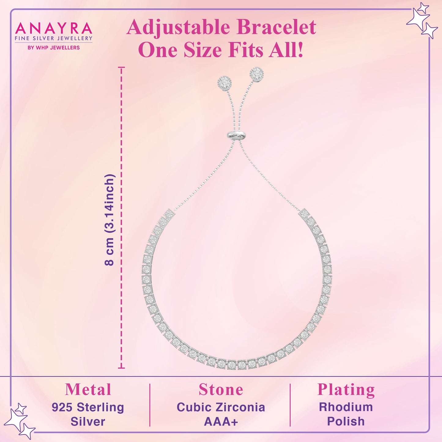 925 Sterling Silver Zirconia Bracelet
