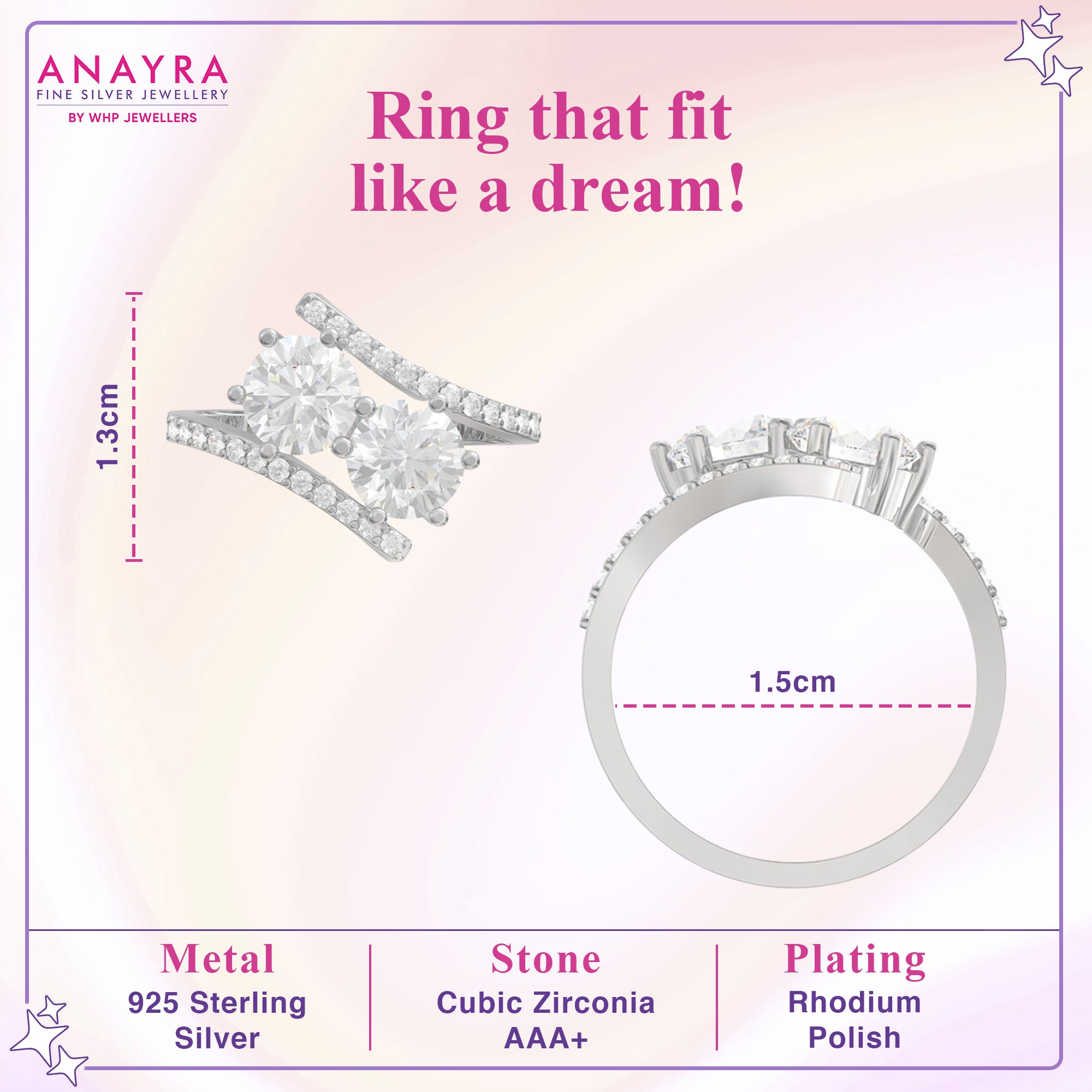 Twin Solitaire Silver Ring