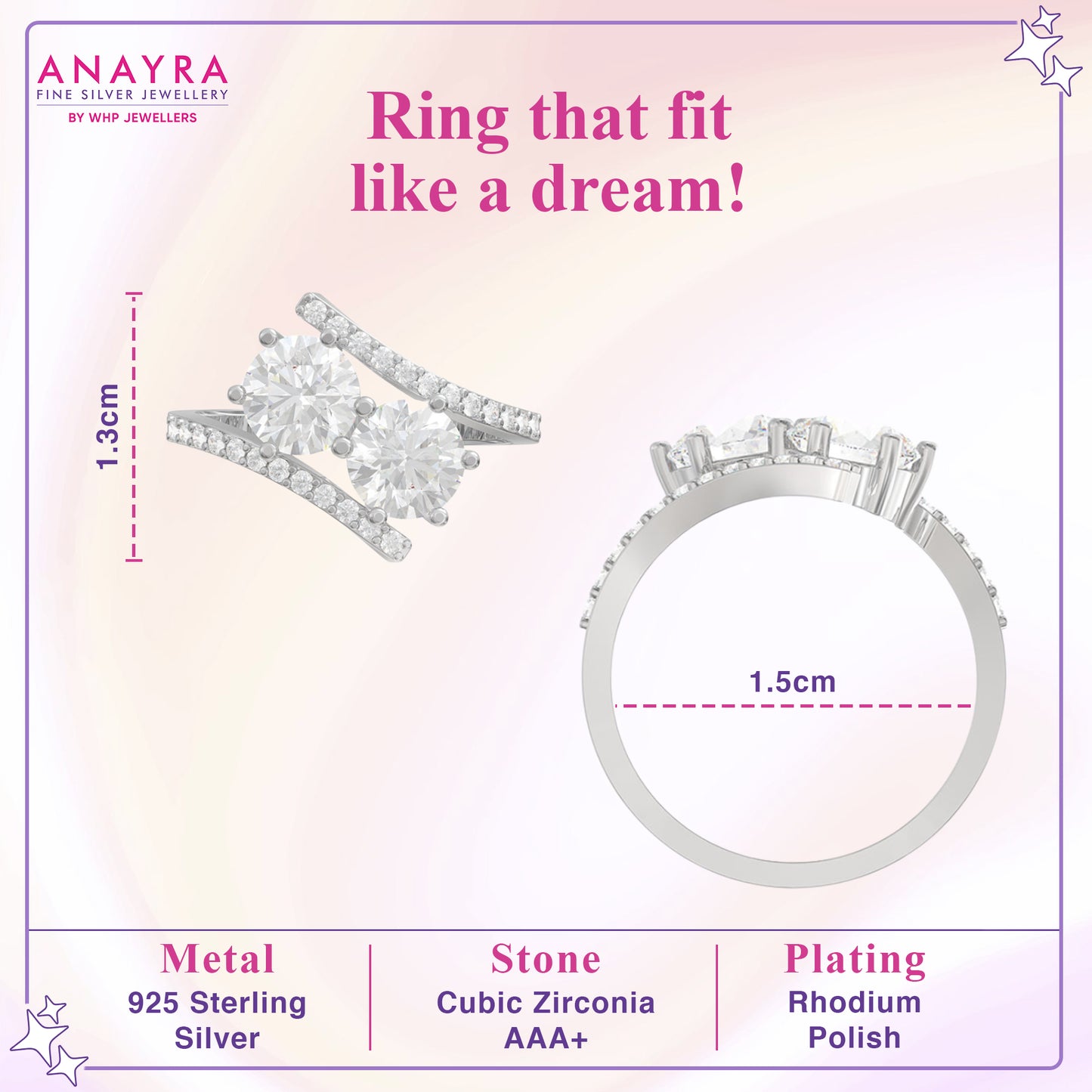 Twin Solitaire Silver Ring