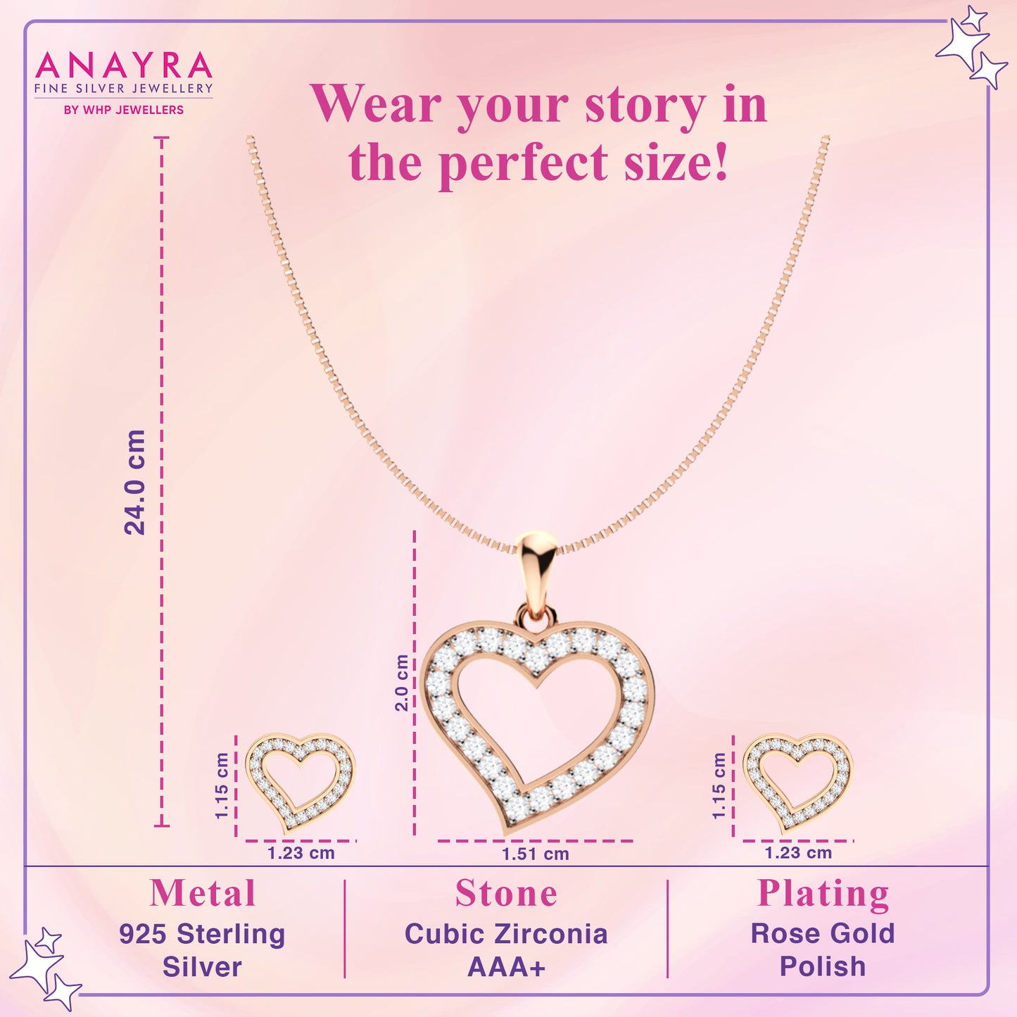 Diamond Heart Pendant Set In Silver