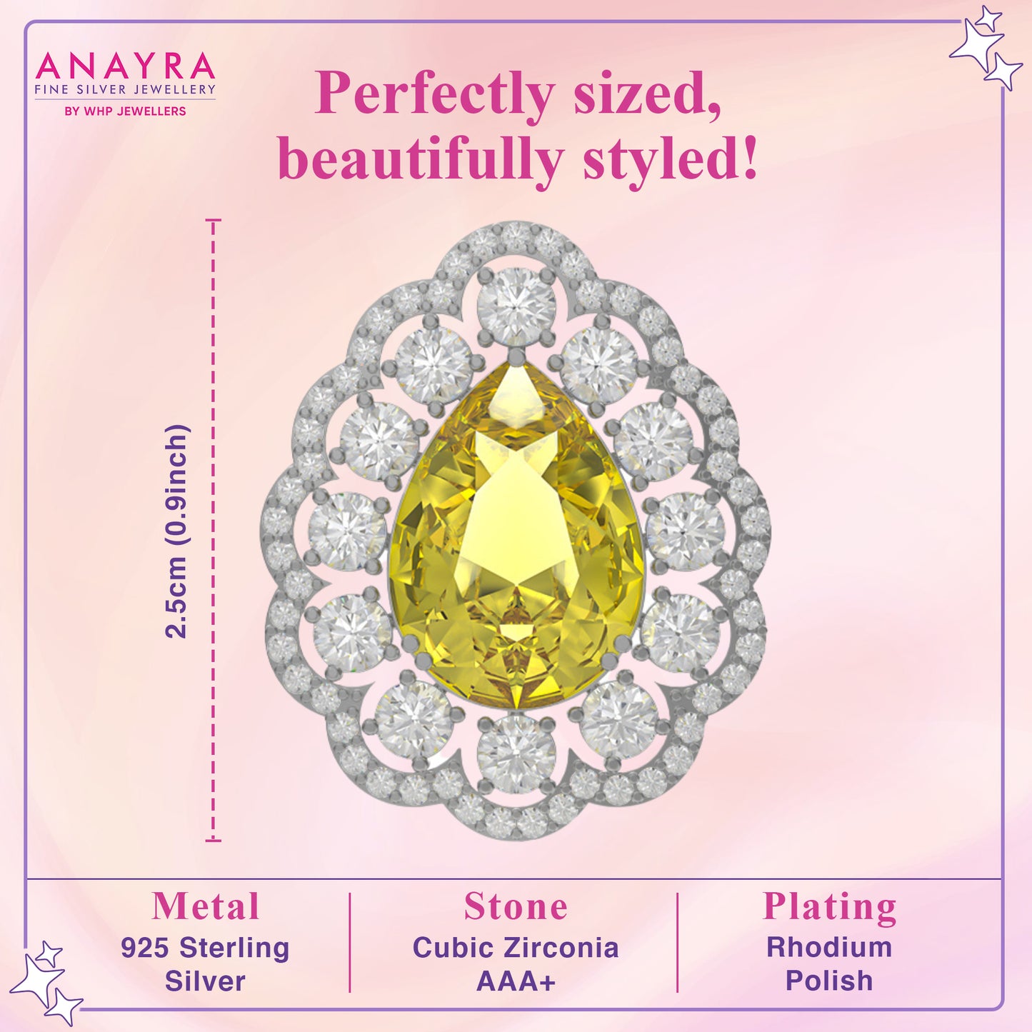 Yellow Diamond Silver Earrings