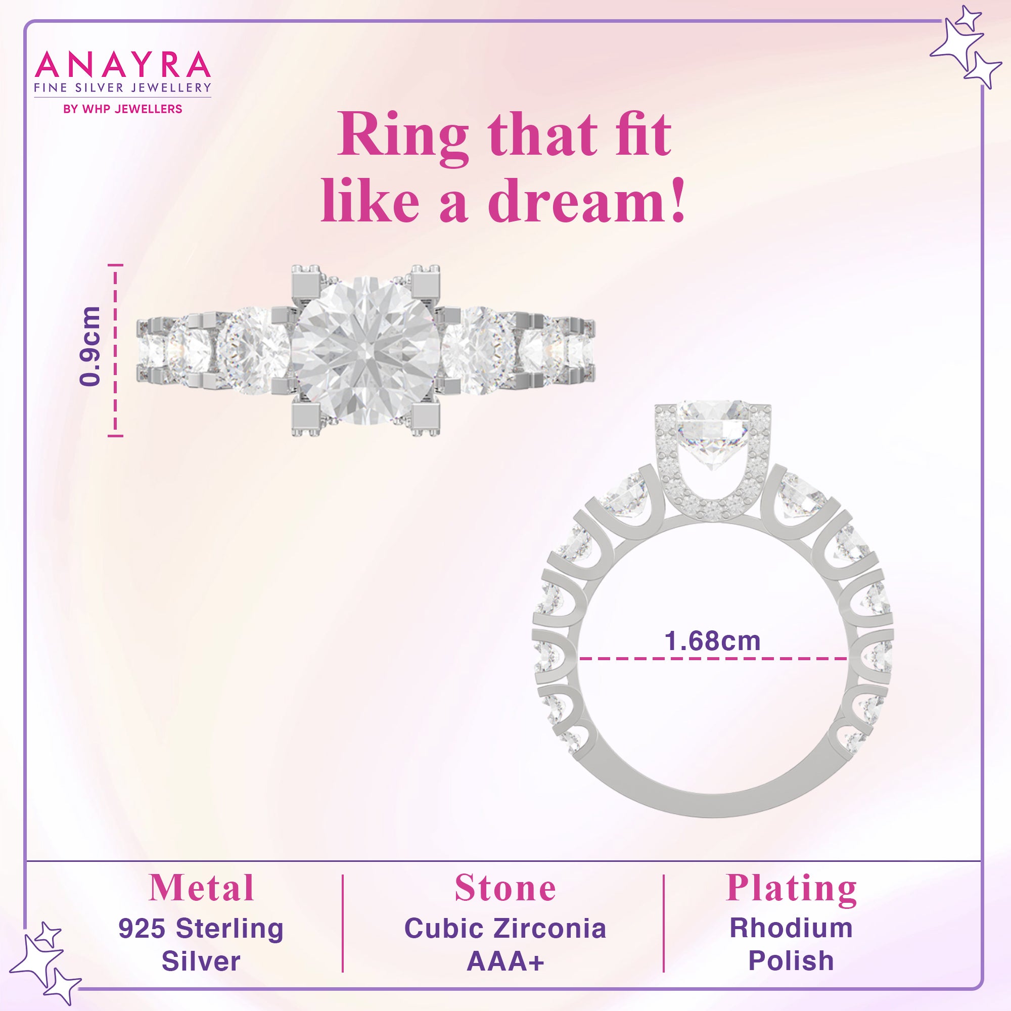 Silver Zircon Embrace Ring