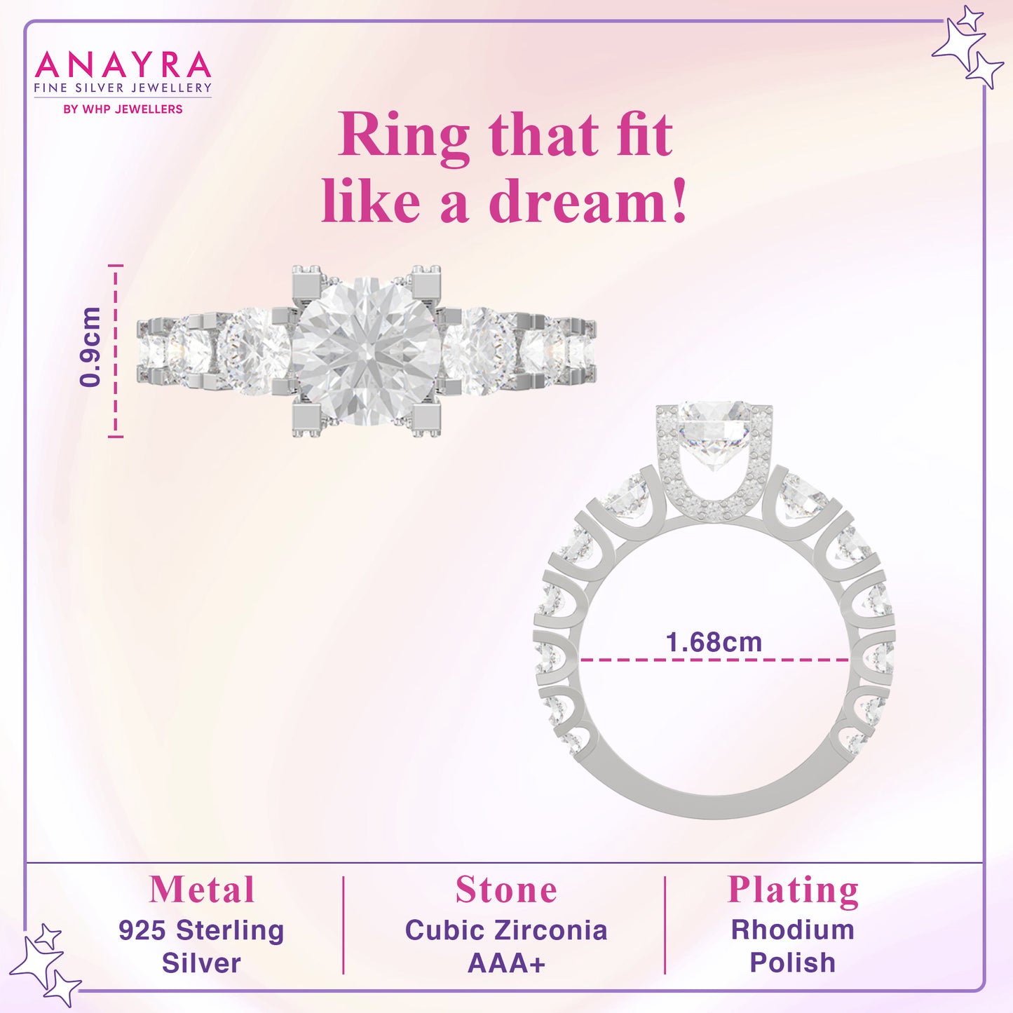 Silver Zircon Embrace Ring