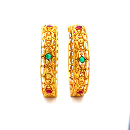 Emerald Ruby Gold Plated Bangles