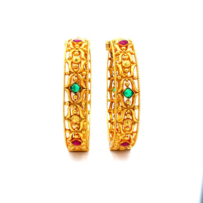 Emerald Ruby Gold Bangles