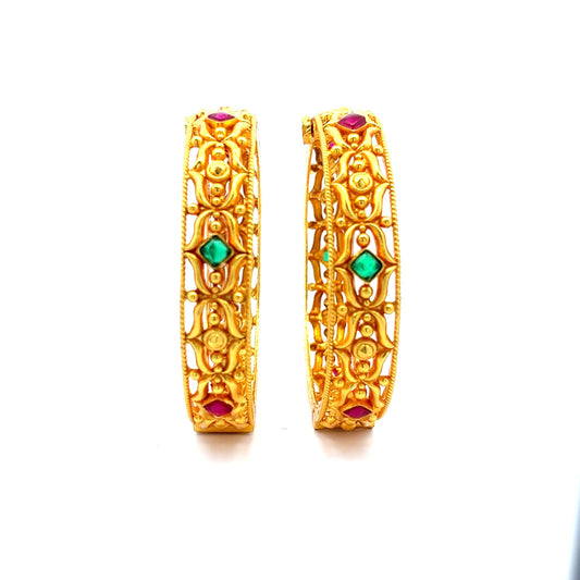 Emerald Ruby Gold Bangles