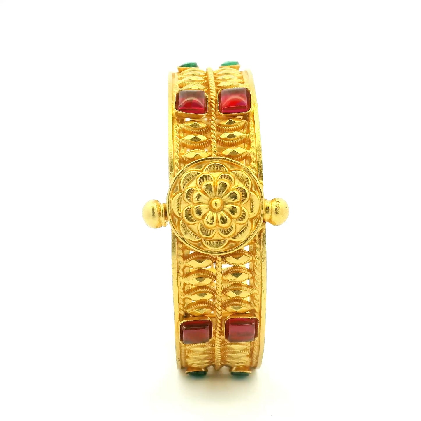 Floral Ruby Gold Plated Kada