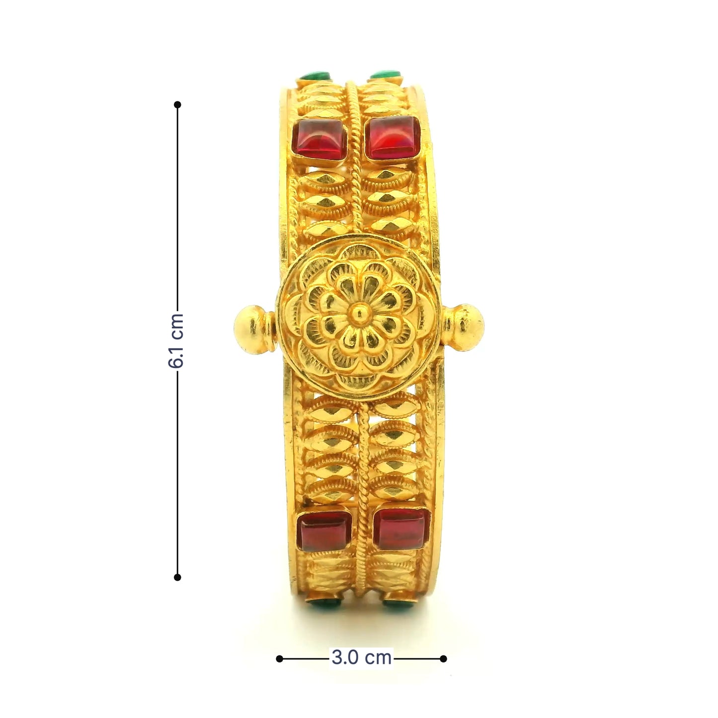 Floral Ruby Gold Plated Kada