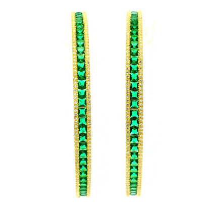 Vibrant Green Crystal Gold Plated Bangles