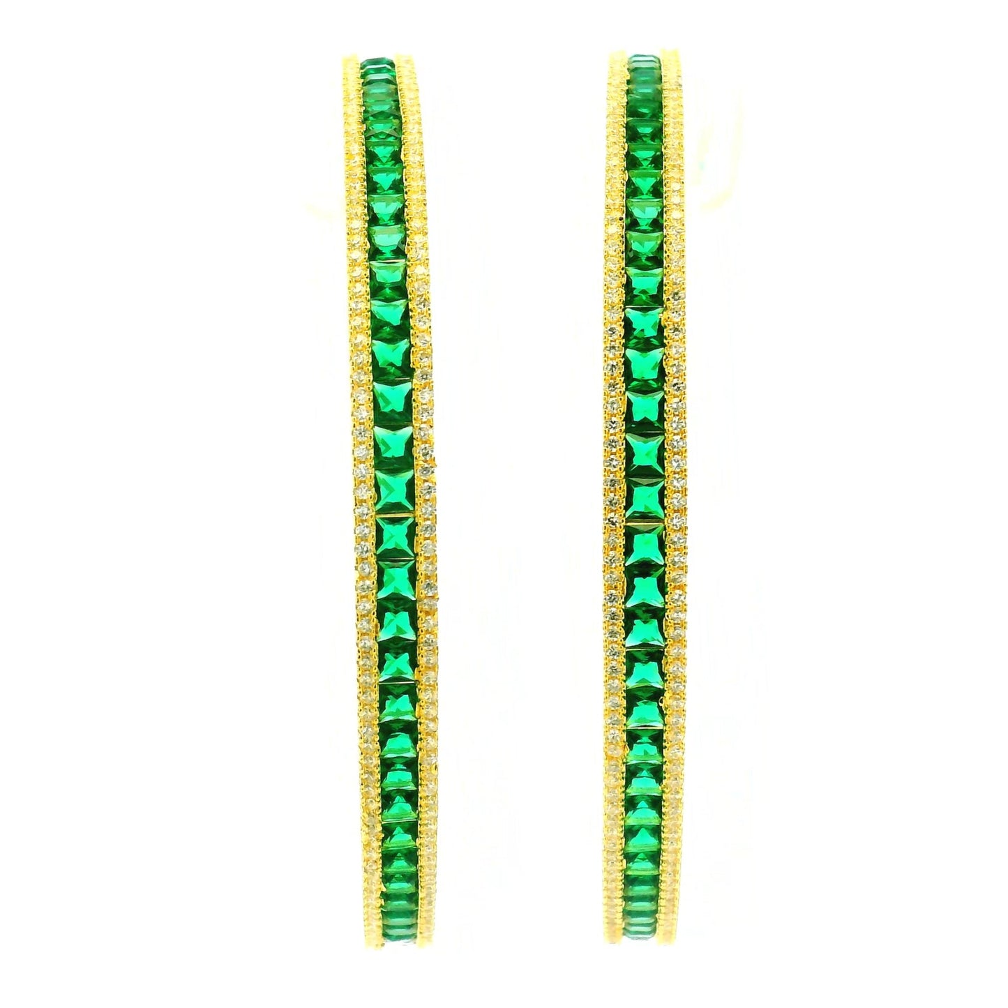 Vibrant Green Crystal Gold Plated Bangles
