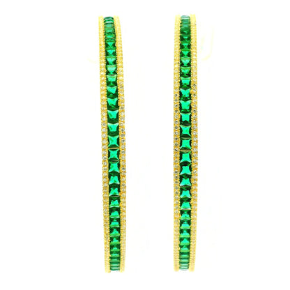 Vibrant Green Crystal Gold Plated Bangles