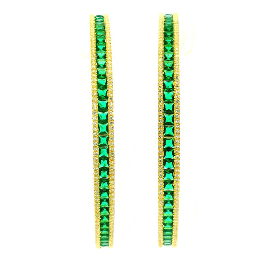 Vibrant Green Crystal Gold Plated Bangles
