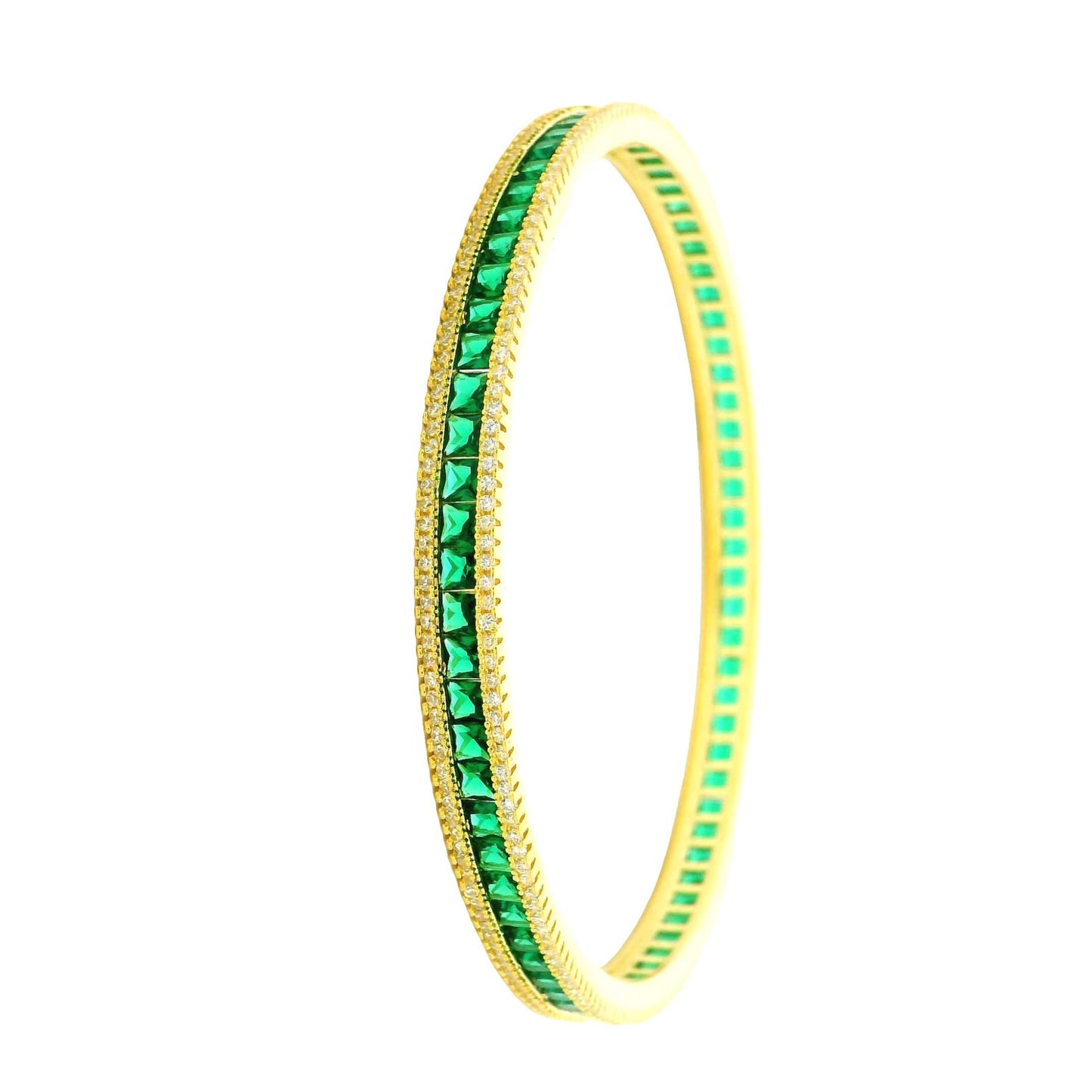 Vibrant Green Crystal Gold Plated Bangles