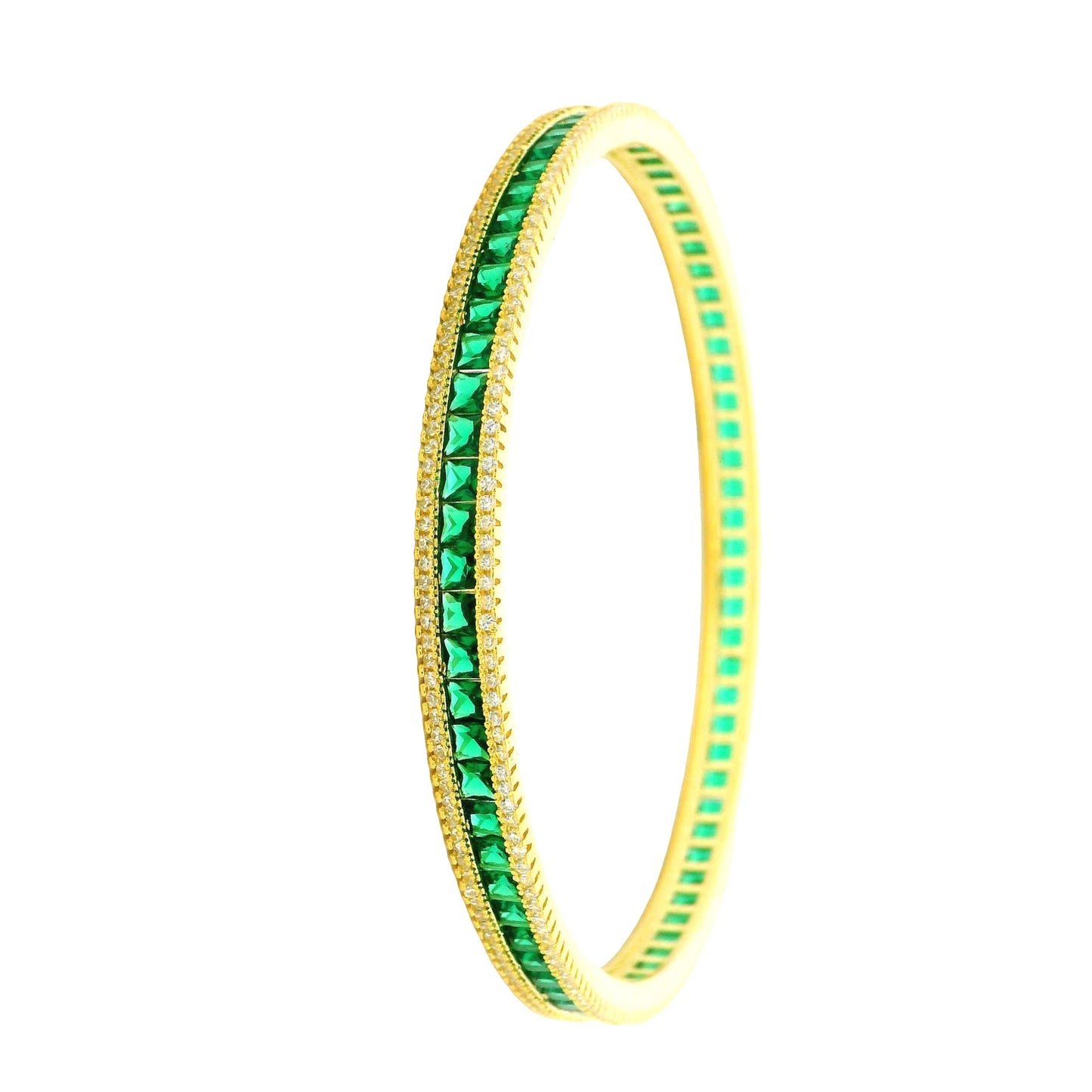 Vibrant Green Crystal Gold Plated Bangles