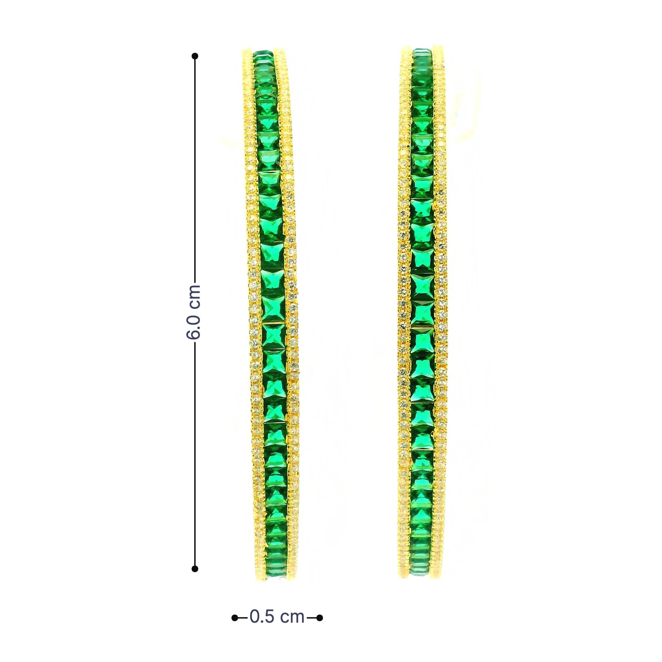 Vibrant Green Crystal Gold Plated Bangles