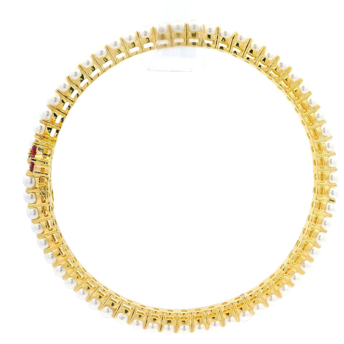 Pearl Ruby Floral Gold Plated Bangles