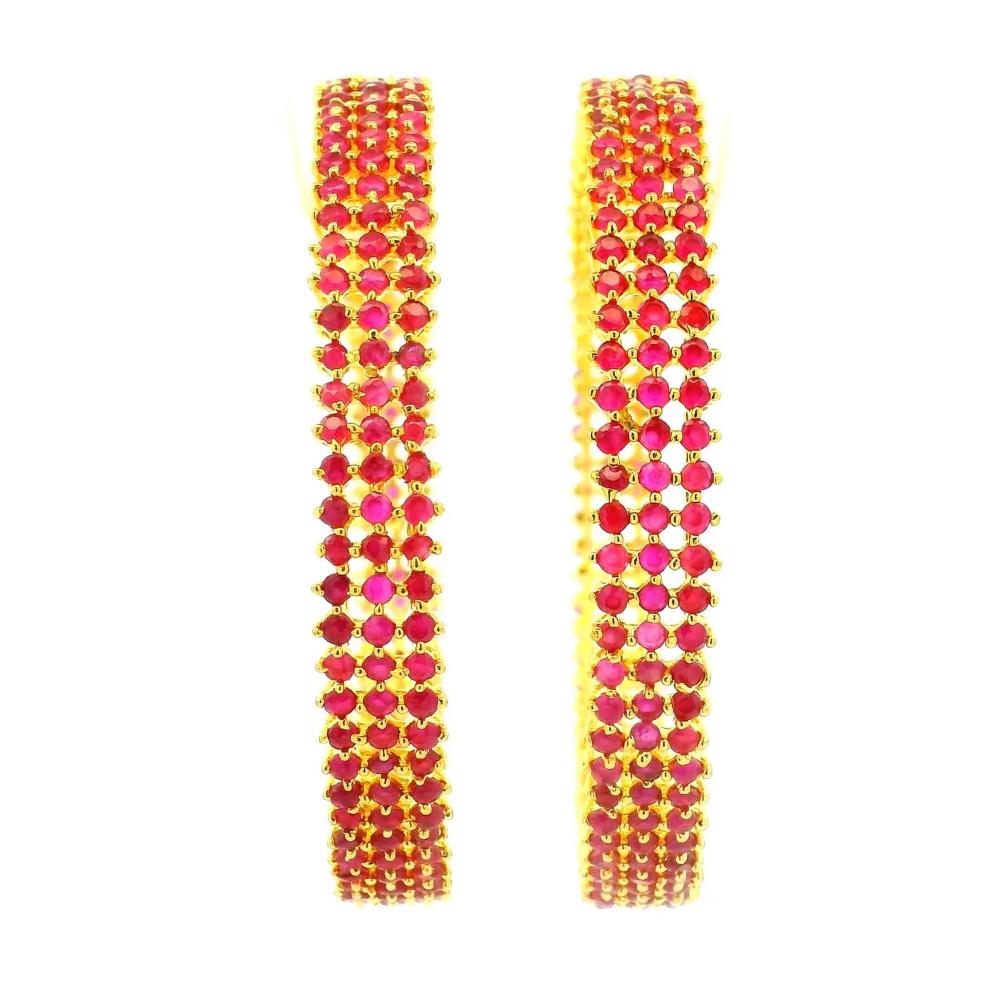 Traditional Red Stone Gold Plated Bangles