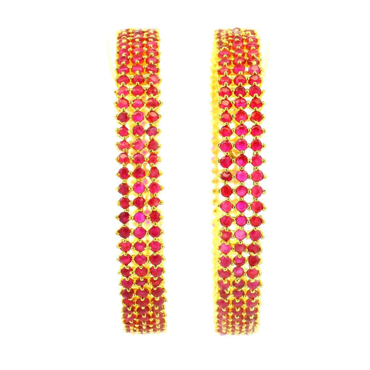 Traditional Red Stone Gold Plated Bangles