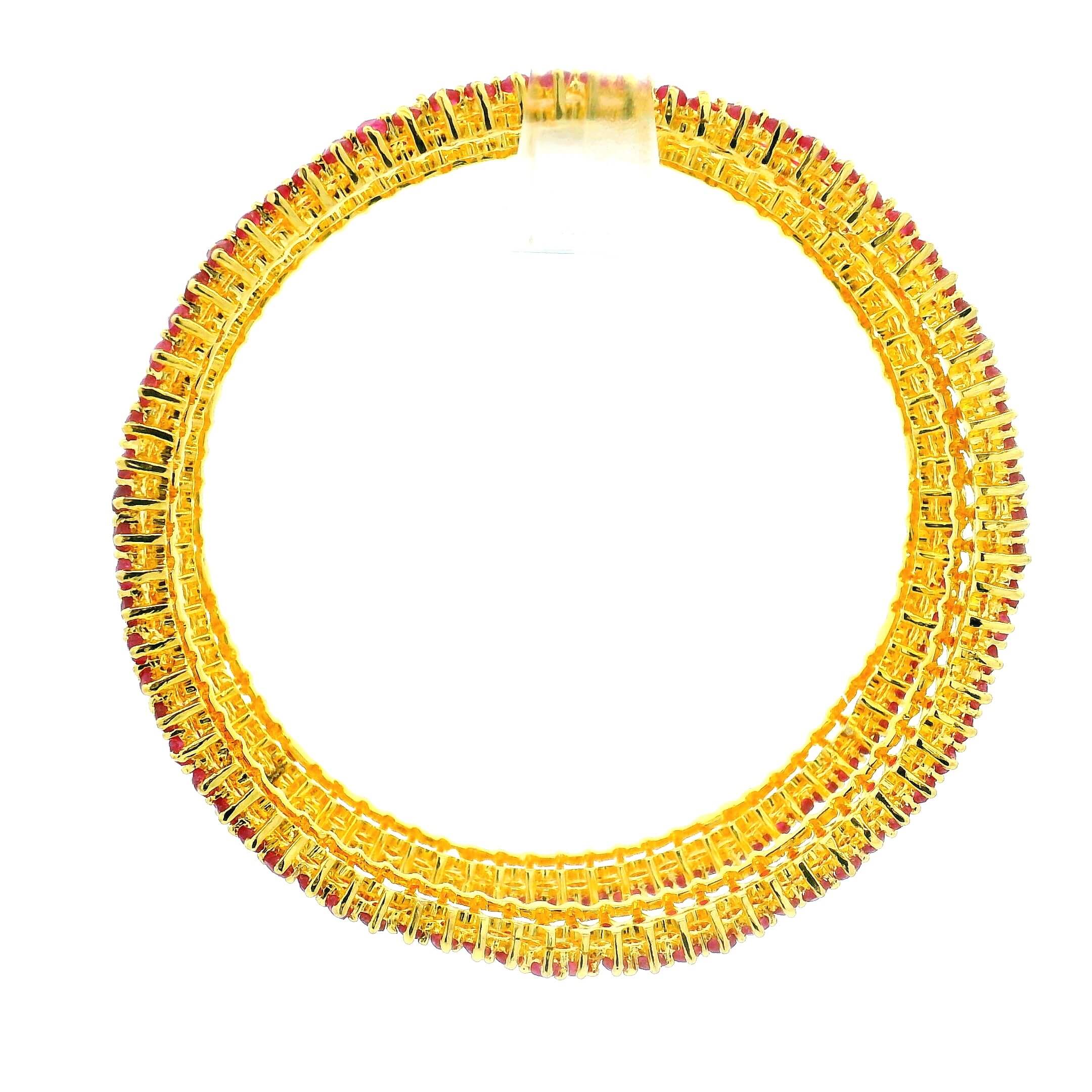 Traditional Red Stone Gold Plated Bangles