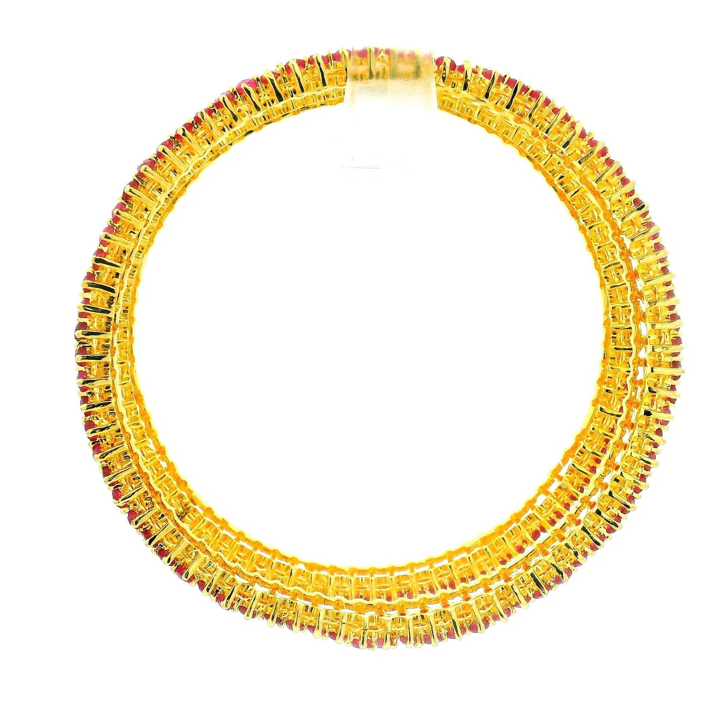 Traditional Red Stone Gold Plated Bangles