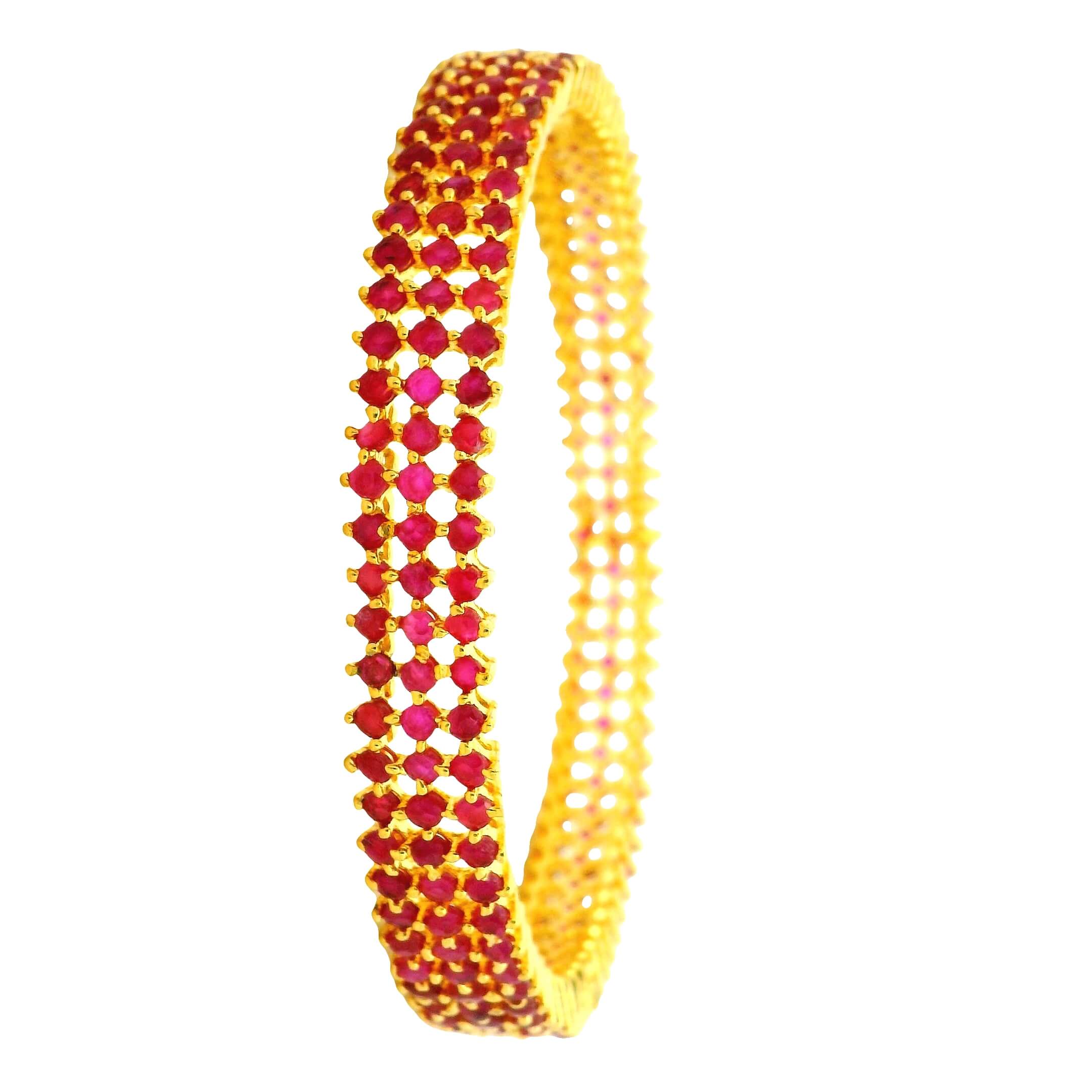 Traditional Red Stone Gold Plated Bangles