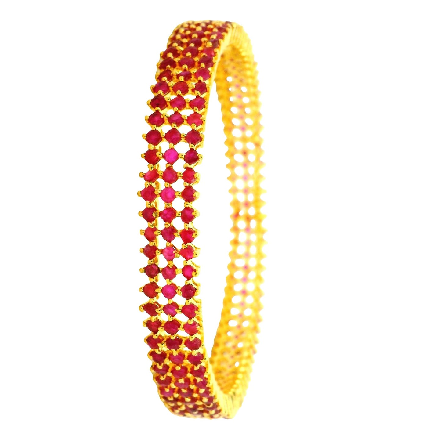 Traditional Red Stone Gold Plated Bangles