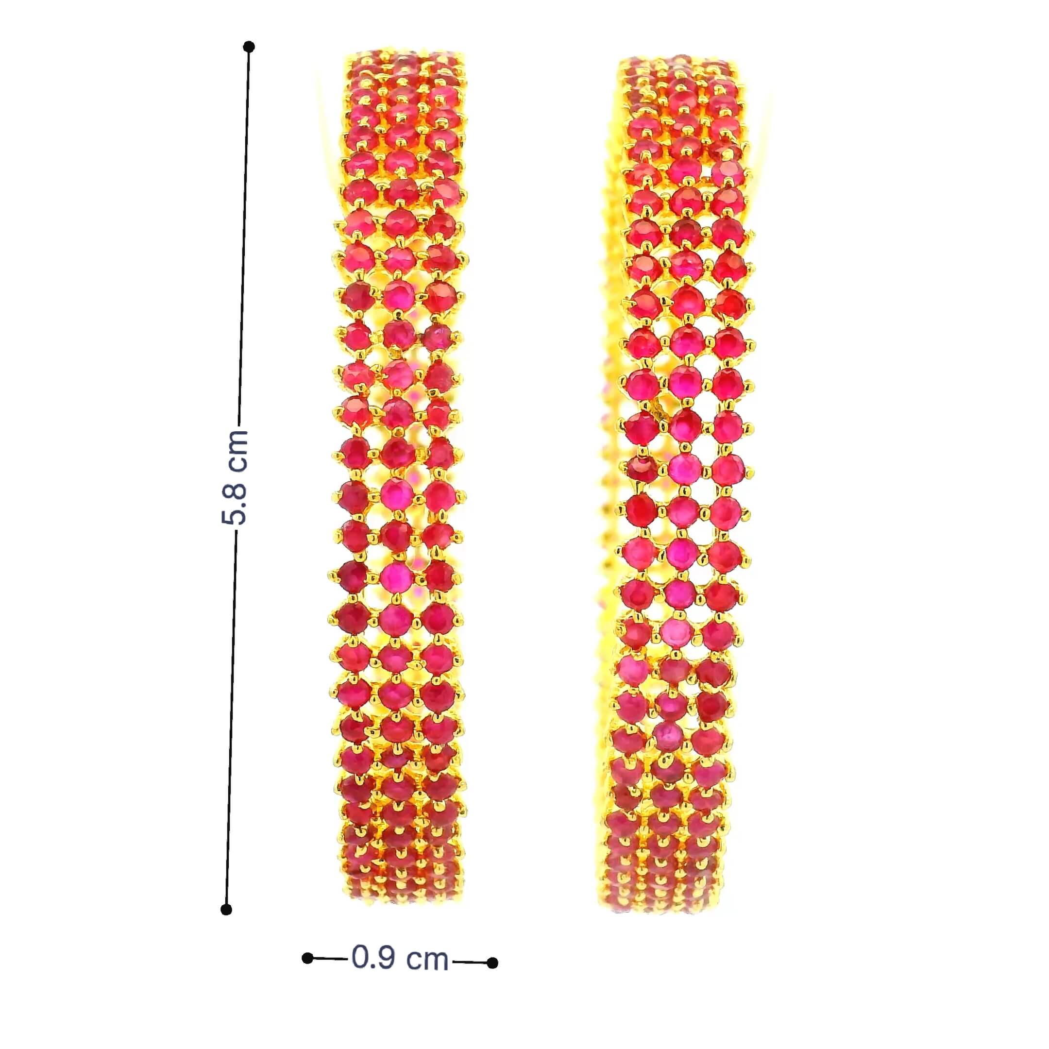 Traditional Red Stone Gold Plated Bangles