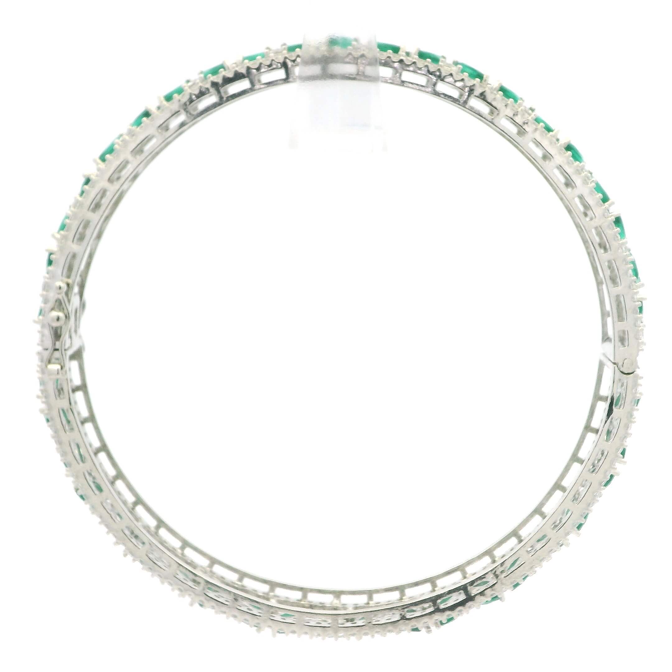 Emerald Green Stone Silver Bangles