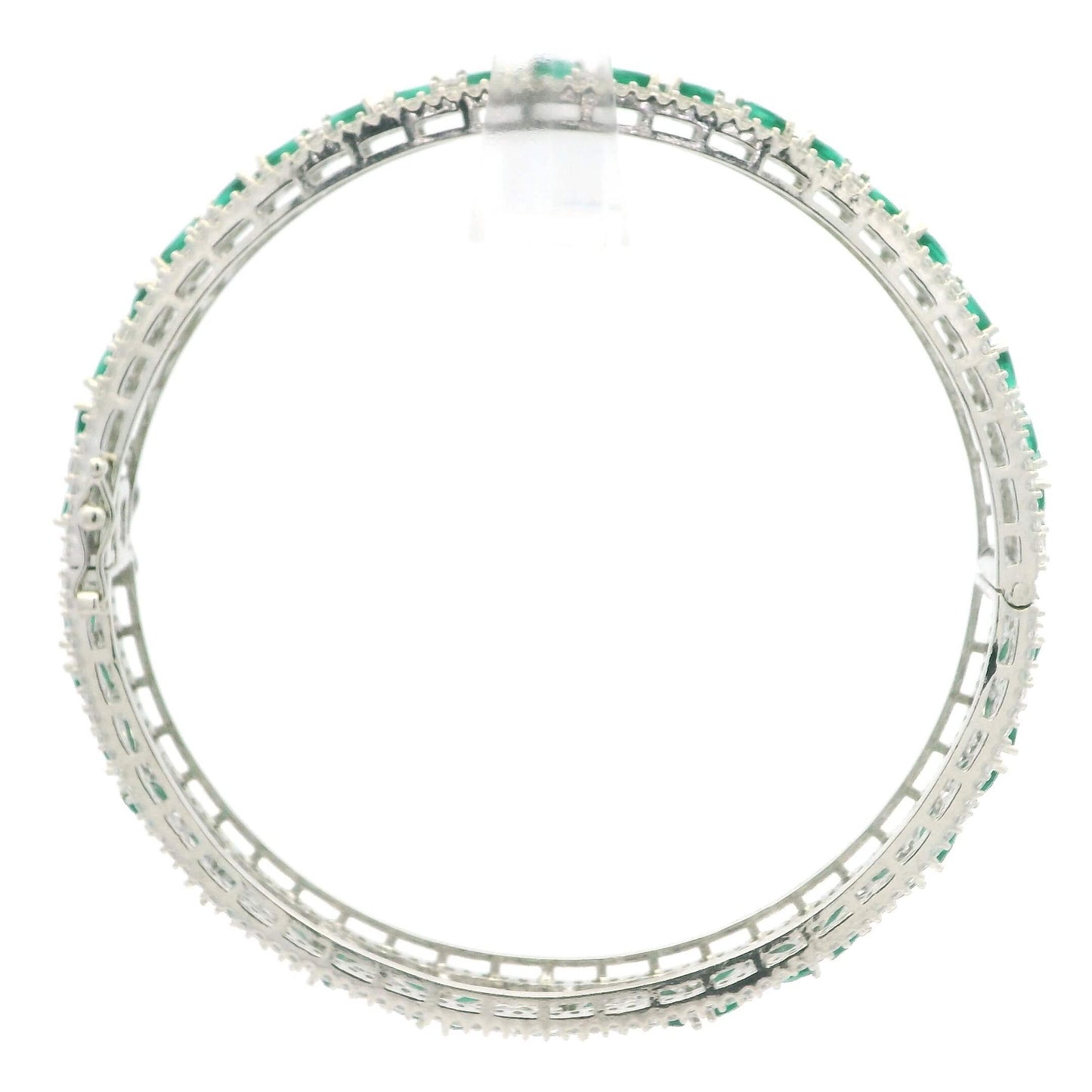 Emerald Green Stone Silver Bangles