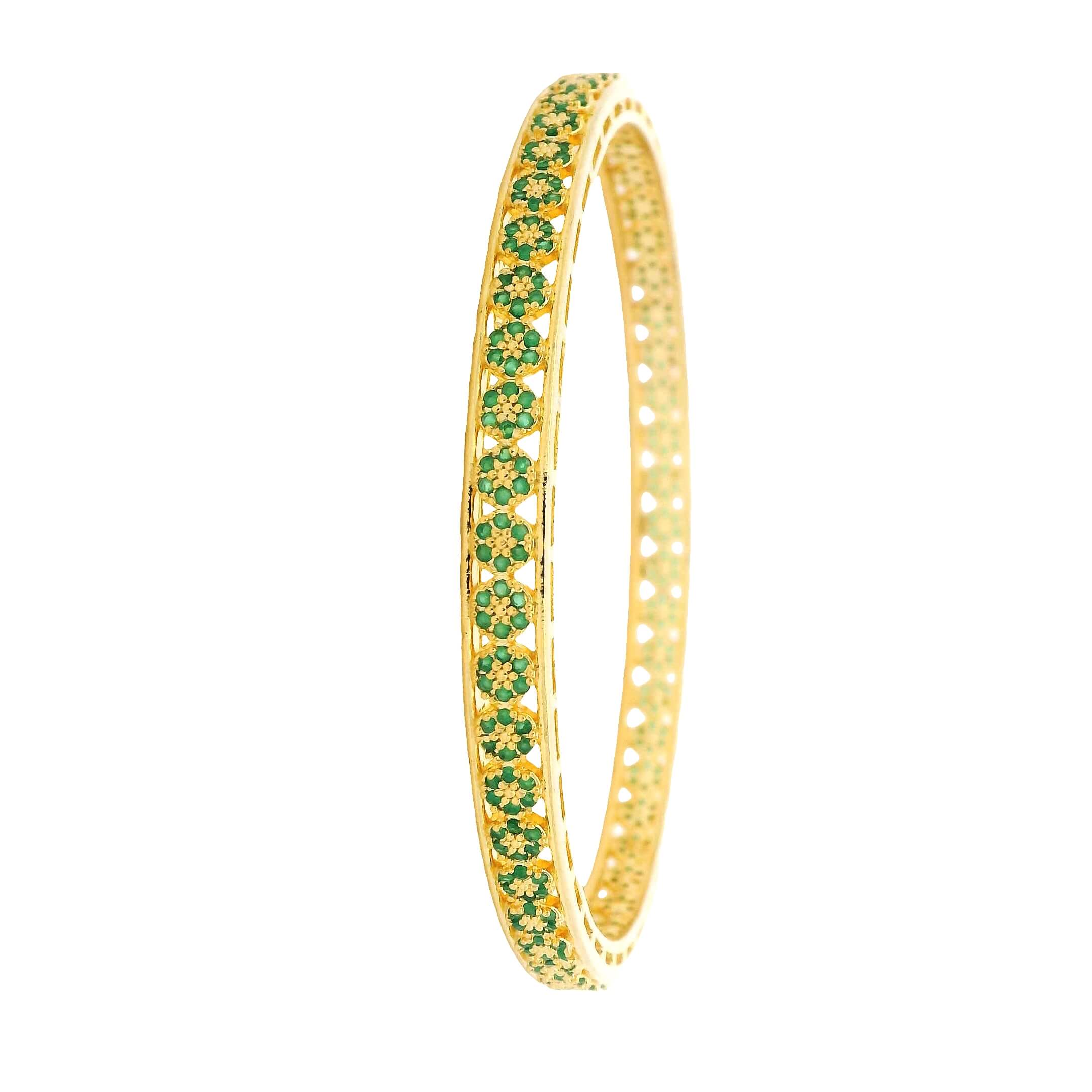 Royal Green Stone Gold Plated Bangles